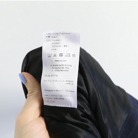 Oui sheath dress blue pinstripe office classy work business casual dressy navy S - Picture 7 of 8